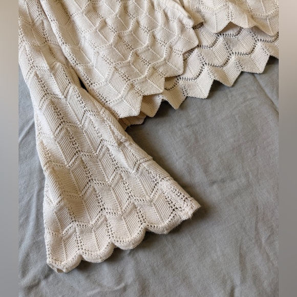 Celebrity Pink 100% Cotton Cream Knit scallop sleeve front tie Cute Layer - Picture 5 of 6